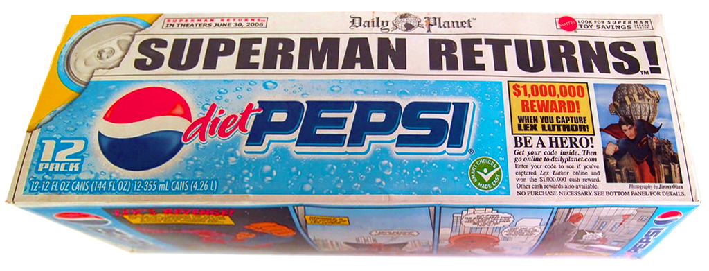 Warner Brothers Superman Returns branded Pepsi packaging
